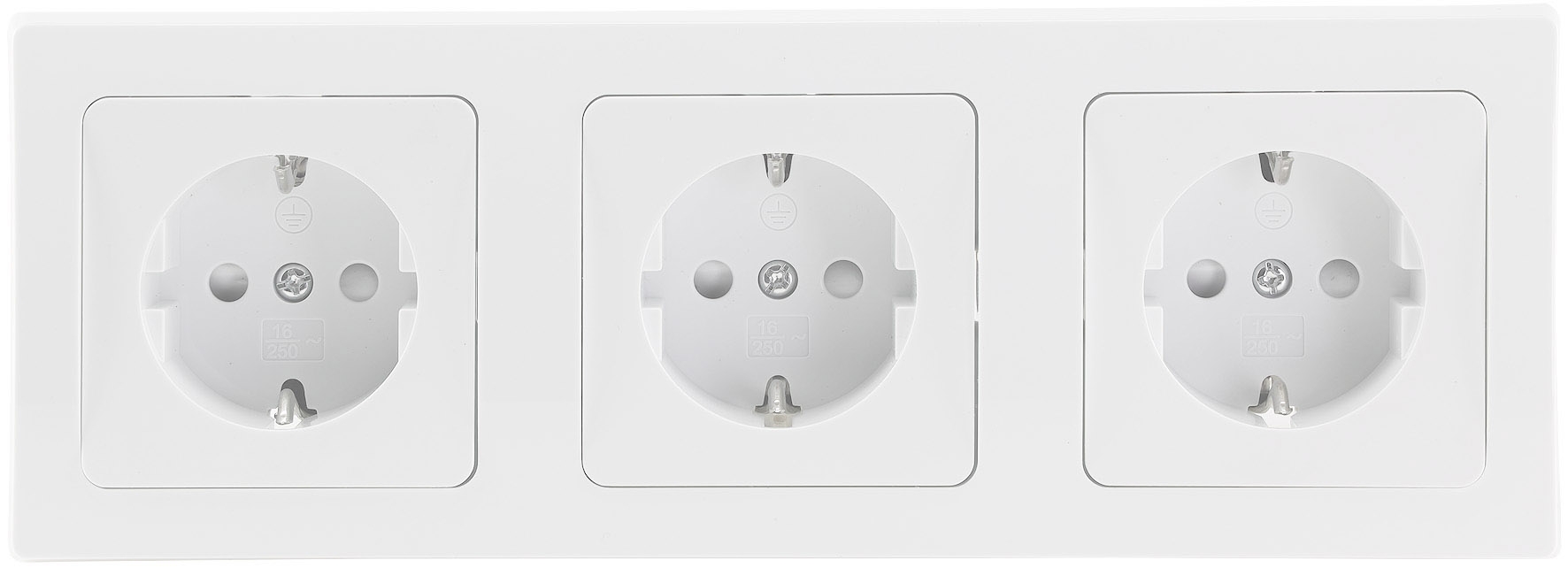 Chilitec DELPHI Set 3 Steckdosen + 2-fach Rahmen 250V~/ 16A, Steckanschluss, weiß/silber Chilitec DELPHI Set 3 Steckdosen + 2-fach Rahmen 250V~/ 16A, Steckanschluss, weiß/silber