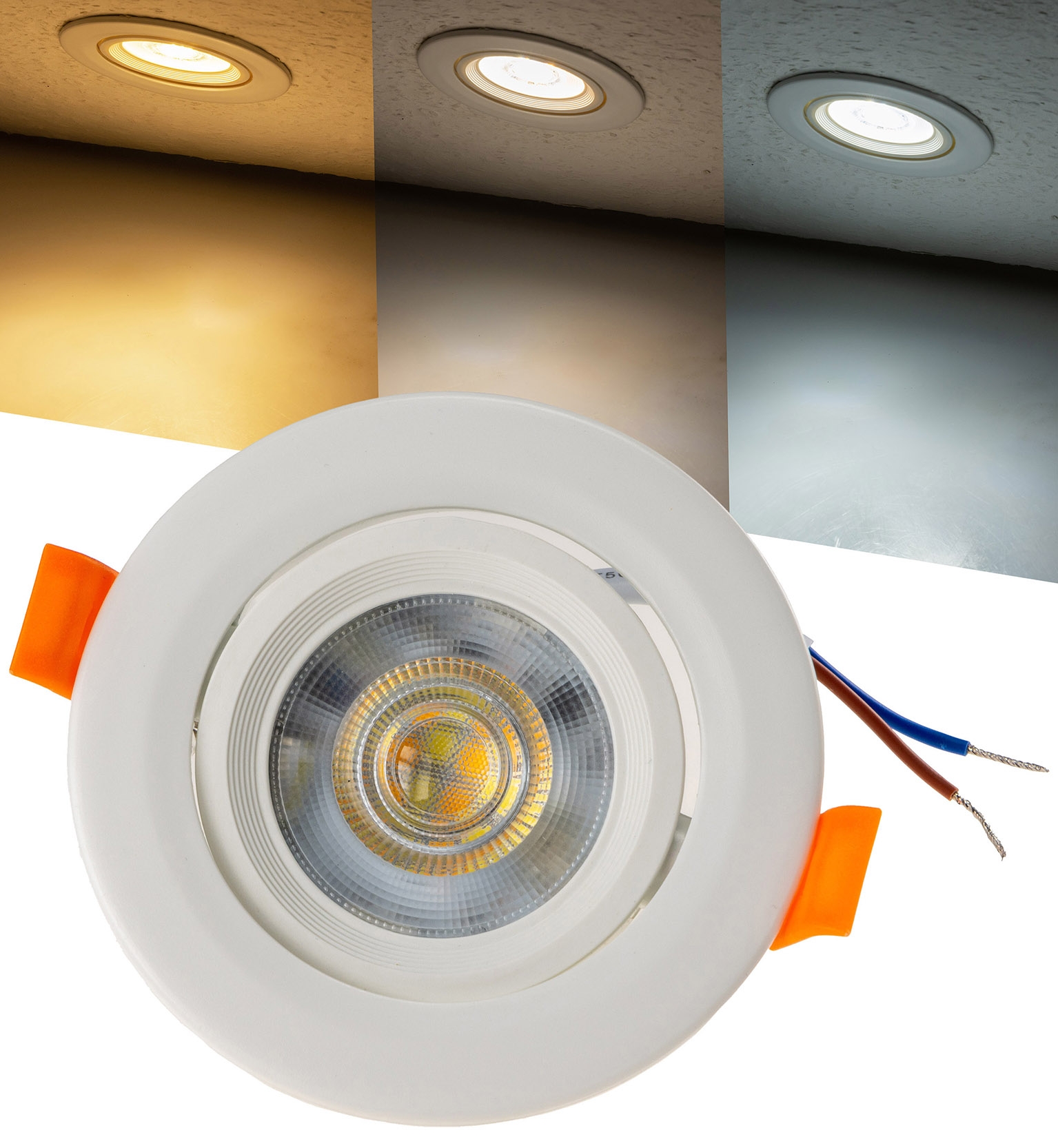 LED-Einbauleuchte "Flat-36 CCT" 5W, schwenkbar, 3000/4000/6500K -Blende ist lackierbar-