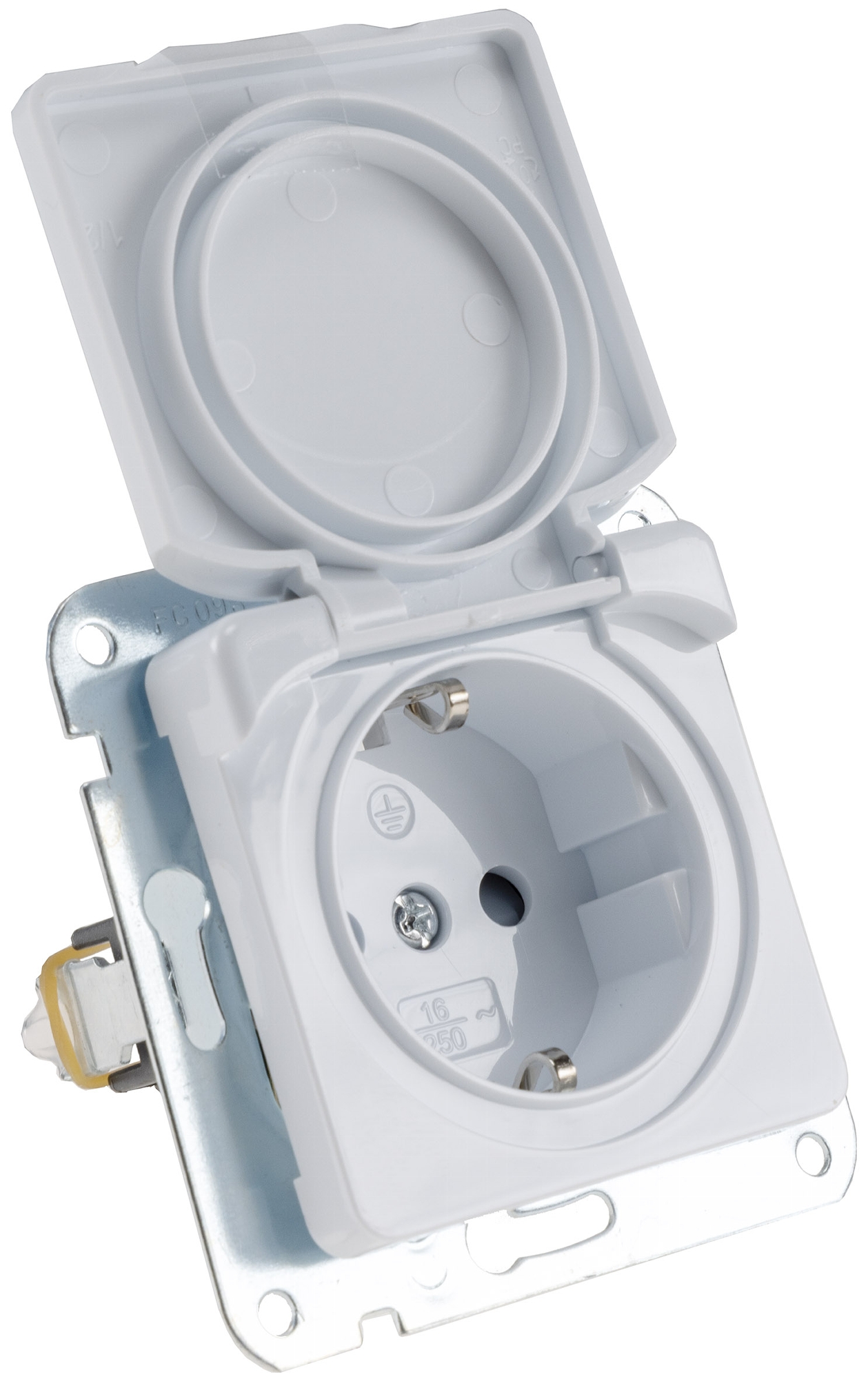 Chilitec DELPHI Schutzkontakt-Steckdose IP40 250V~/ 16A, mit Deckel, UP, weiß Chilitec DELPHI Schutzkontakt-Steckdose IP40 250V~/ 16A, mit Deckel, UP, weiß