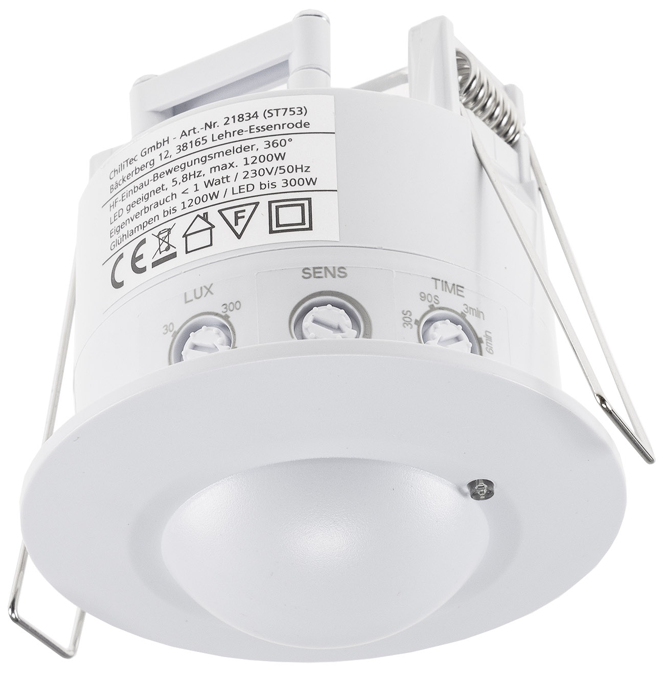 Chilitec Bewegungsmelder Einbau Unterputz 360° HF LED geeignet, 8m Detektion, weiß Chilitec Bewegungsmelder Einbau Unterputz 360° HF LED geeignet, 8m Detektion, weiß