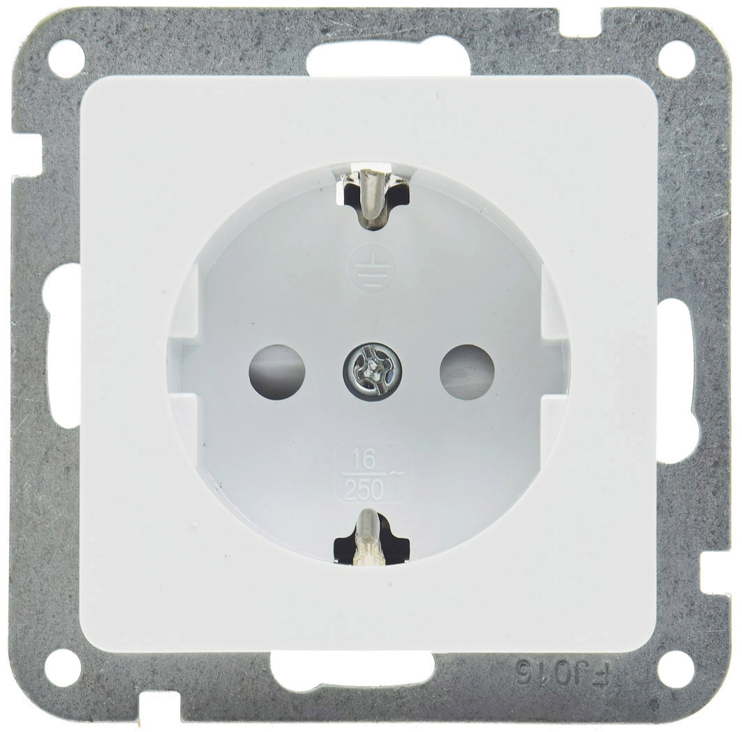 Chilitec DELPHI Schutzkontakt-Steckdose, 250V~/ 16A, Steckanschluss, OHNE Rahmen, weiß/silber Chilitec DELPHI Schutzkontakt-Steckdose, 250V~/ 16A, Steckanschluss, OHNE Rahmen, weiß/silber
