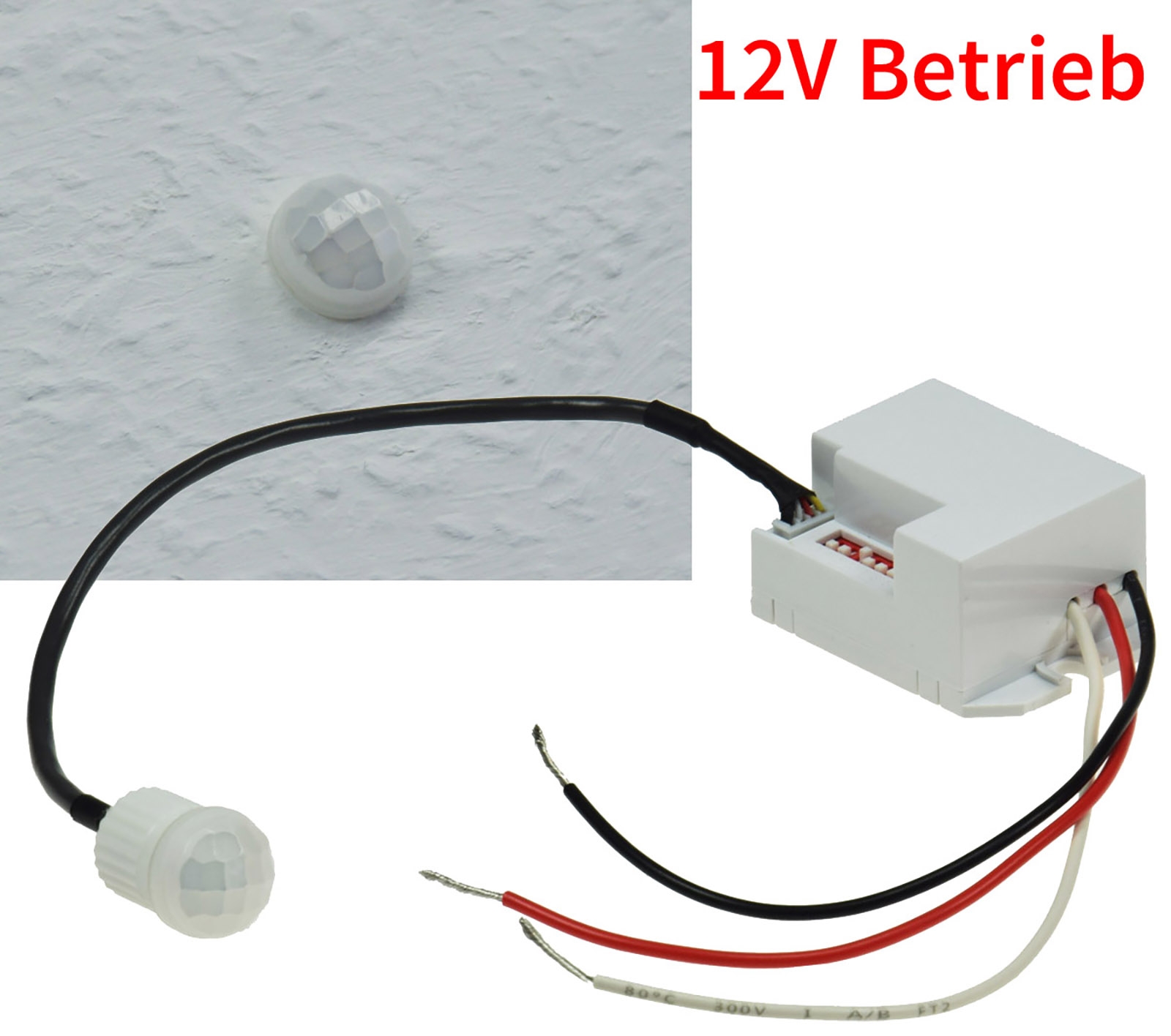 Chilitec Einbau-Bewegungsmelder "CT-PIR Mini 12V" 12V DC, 1-60W, LED geeignet, weiß